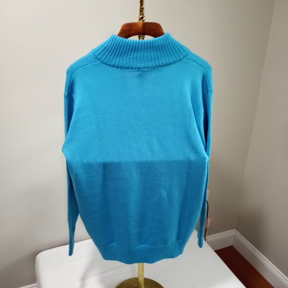 INSEARCH COLLECTION TURQUOISE ZIP UP HIGH COLLAR SWEATER MEN SIZE XL - Picture 7 of 7